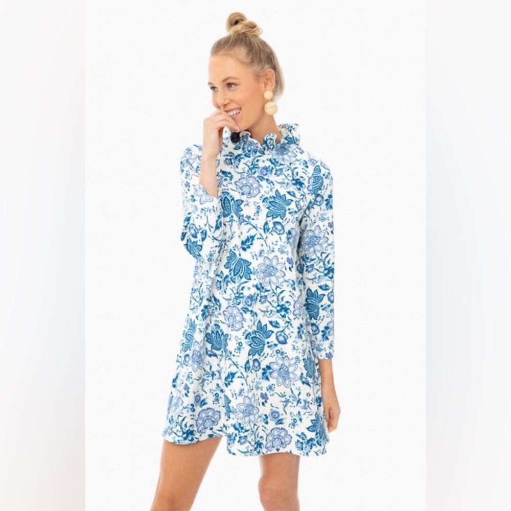 Tuckernuck Daphne blue chintz toile dress EUC